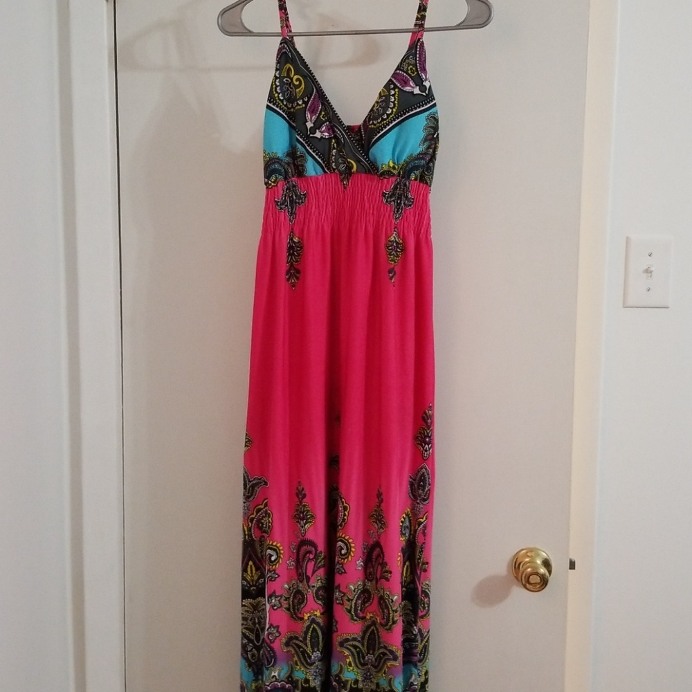 Fuchsia fun paisley design sleeveless summer dress